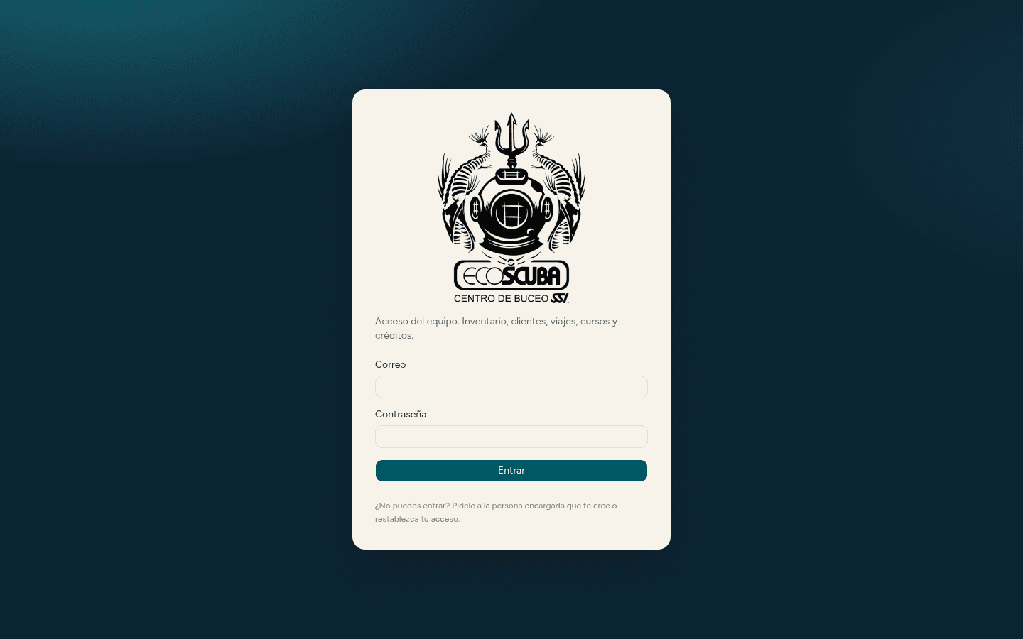 Screenshot of the system built for ECOSCUBA