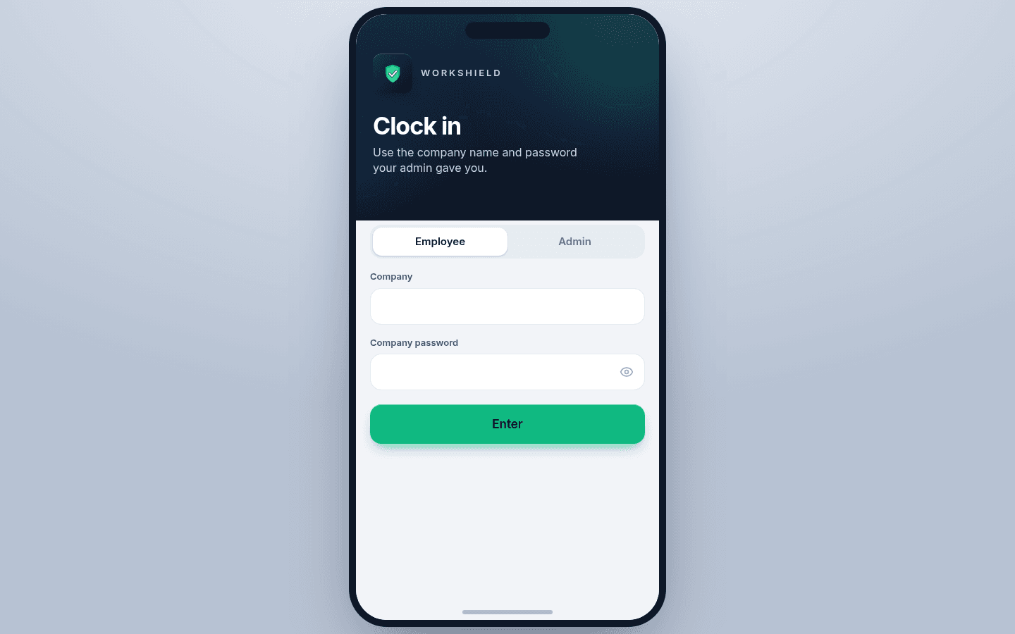 Screenshot of the system built for WorkShield